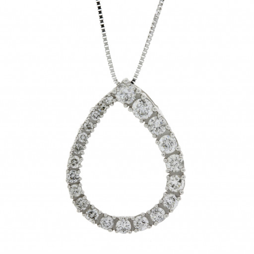 Tiffany Inspired Diamond Teardrop Pendant in 14K White Gold