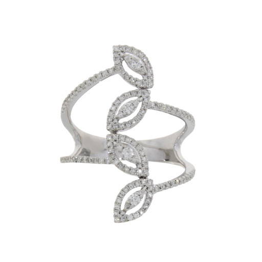 Van Cleef Inspired Ladies Diamond Ring in 14K White Gold