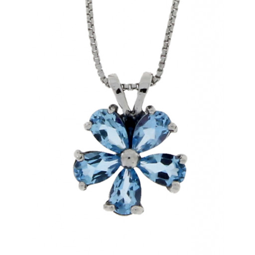 Tiffany Inspired Blue Topaz Floral Pendant in Italian Sterling Silver