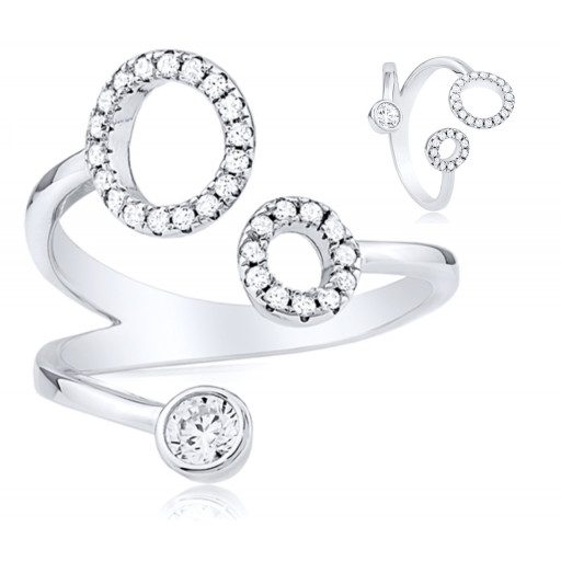 Cartier Inspired Past, Present & Future Open At Top Ring With Swarovski Cubic Zirconia in Italian Sterling Silver