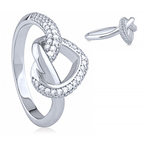 Tiffany Style Swarovski Cubic Zirconia Heart Ring In Braided Italian Sterling Silver