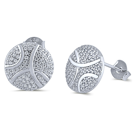 Cartier Inspired Pave Swarovski Cubic Zirconia Stud Earrings in Italian Sterling Silver