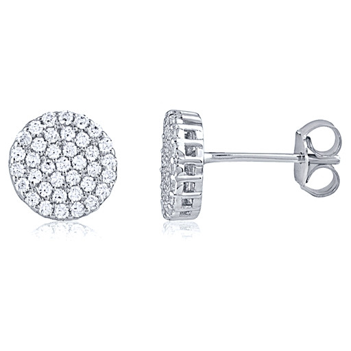 Cartier Inspired Pave Swarovski Cubic Zirconia Stud Earrings in Italian Sterling Silver