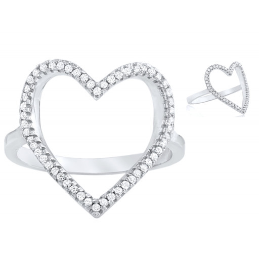 Cartier Inspired Open Heart Ring With Swarovski Cubic Zirconia in Italian Sterling Silver