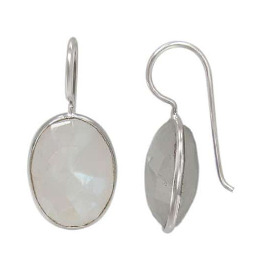 Tiffany Inspired Checkerboard Cut Moonstone Drop Earrings in Italian Sterling Silver