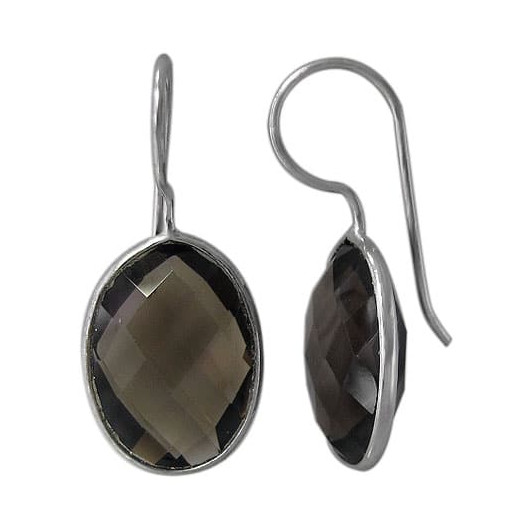 Tiffany Inspired Checkerboard Cut Smokey Quartz Drop Earrings in Italian Sterling Silver