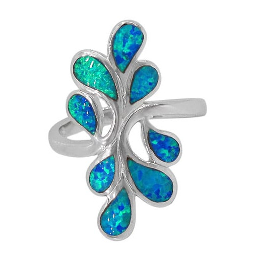 Tiffany Inspired Opal Multi Row Ring in Italian Sterling Silver