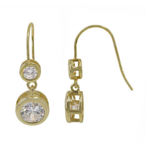 Cartier Bubbles Inspired Bezel Set Drop Earrings in Yellow Gold Plated Italian Sterling Silver
