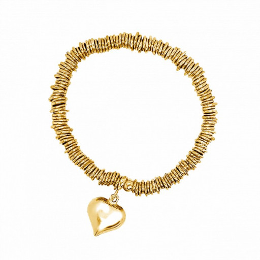 Links of London Inspired Bracelet With Hanging Heart in Yellow Gold Plated Italian Sterling Silver