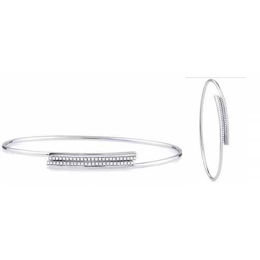 Tiffany Inspired Double Row Bangle With Swarovski Cubic Zirconia in Italian Sterling Silver