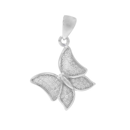 Cartier Inspired Butterfly Hanging Pendant With Swarovski Cubic Zirconia in Italian Sterling Silver
