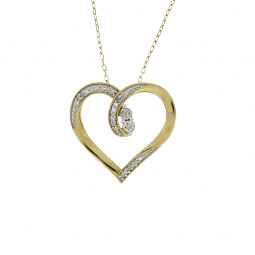 Tiffany Inspired Diamond Heart In Yellow Gold & Italian Sterling silver