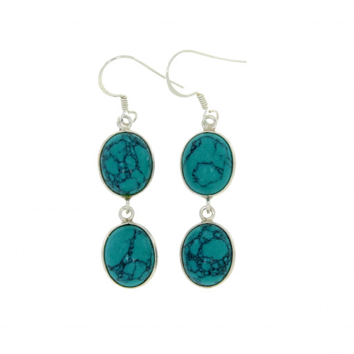 Turquoise Drop Earrings in Italian Sterling Silver