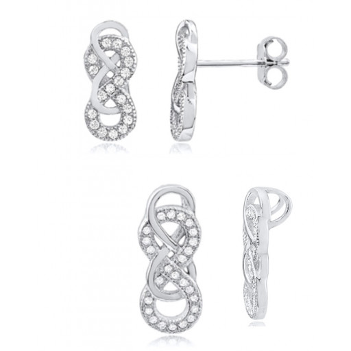 Infinity Earrings & Pendant Set With Swarovski Cubic Zirconia in Italian Sterling Silver