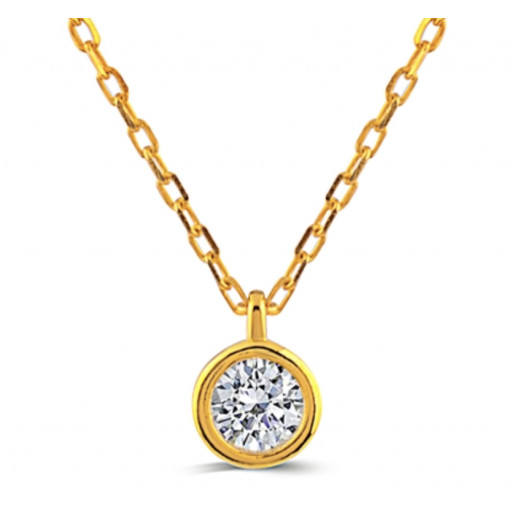 Tiffany Inspired Bezel Set Swarovski Cubic Zirconia Necklace in Yellow Gold Plated Italian Sterling Silver