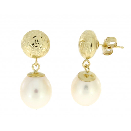 Freshwater Cultured Pearl Drop Earrings in 14K Yellow Gold