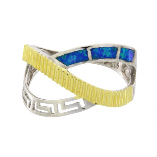 Multi Row Opal Ring in Yellow Gold & Italian Sterling Silver