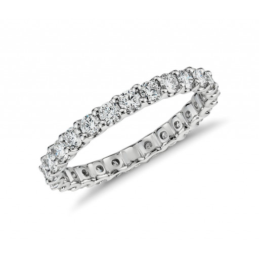 Shared Claw Diamond Eternity Band in 18K White Gold