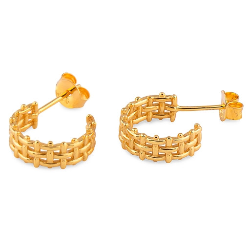 Woven Style Hoop Earrings in Yellow Gold Plated Italian Sterling Silver