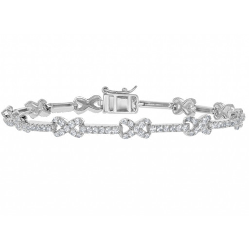 Tiffany Inspired Infinity Design White Topaz Bracelet in Italian Sterling Silver