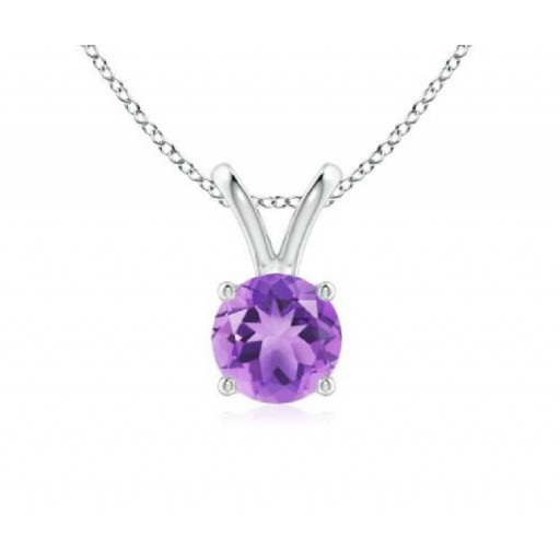 Amethyst Solitaire Pendant In Italian Sterling Silver