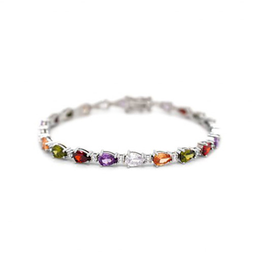 Tiffany Inspired Pear Shaped Rainbow Gemstone Bracelet