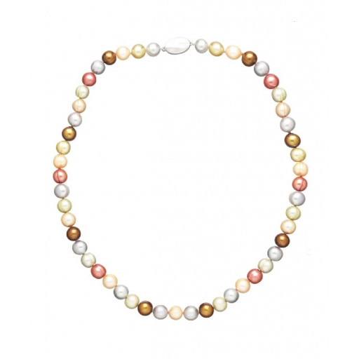 Cartier Style Multi Coloured 24 Inch Freshwater Cultured Pearl Strand With Sterling Silver Lobster Clasp