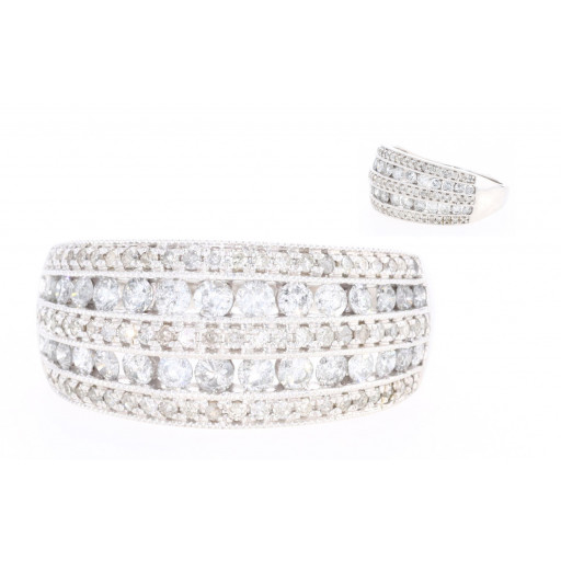 Tiffany Inspired Multi Row Diamond Ring in 10K White Gold