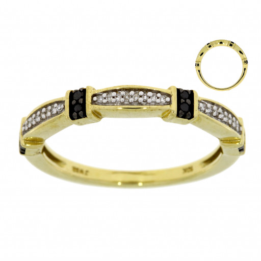 Prada Inspired Black & White Diamond Ring in 10K Yellow Gold