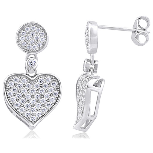 Van Cleef Inspired Swarovski Cubic Zirconia Heart Drop Earrings in Italian Sterling Silver