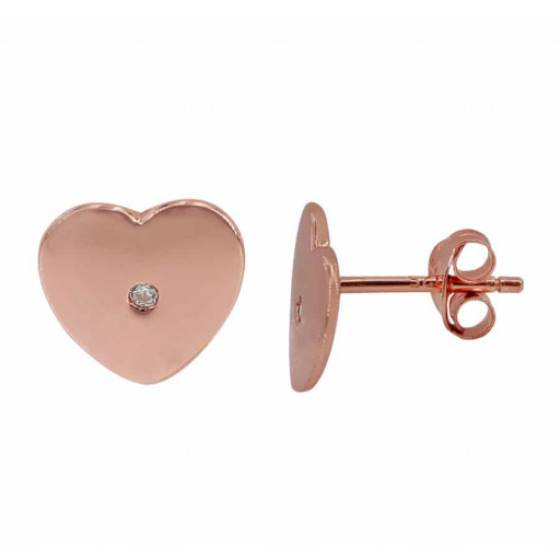 Tiffany Inspired Heart Stud Earrings in Rose Gold Plated Italian Sterling Silver