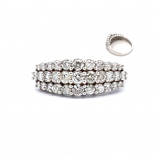 Cartier Inspired Multi Row Diamond Ring in 10K White Gold
