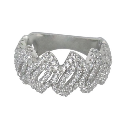 Cartier Inspired Swarovski Cubic Zirconia Ladies Ring in Italian Sterling Silver