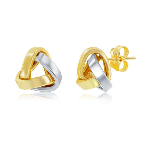 Tiffany Inspired 14K Two Tone Gold Love Knot Stud Earrings