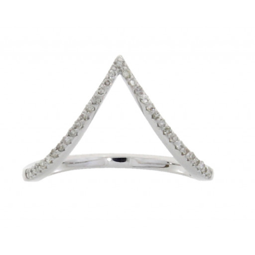 Tiffany Inspired Angular Diamond Ring in 10K White Gold