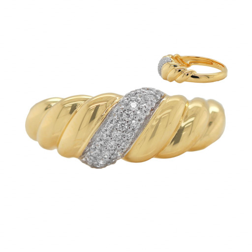 Cartier Inspired Diamond Ring in Yellow Gold Plated Italian Sterling Silver