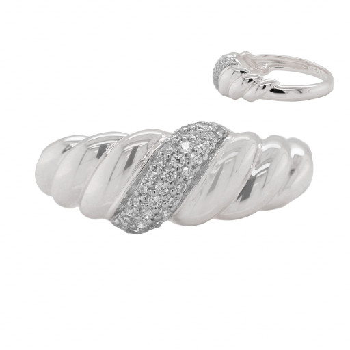 Cartier Inspired Diamond Ring in Italian Sterling Silver