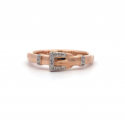 Cartier Inspired Diamond Buckle Rig in 10K Rose Gold
