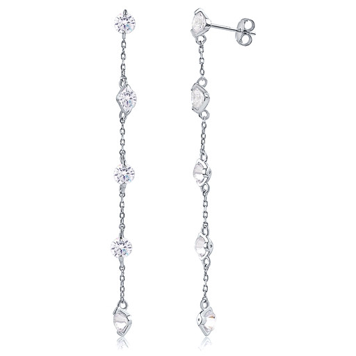 Tiffany Inspired Dancing Drop Earrings With Swarovski Cubic Zirconia in Italian Sterling Silver