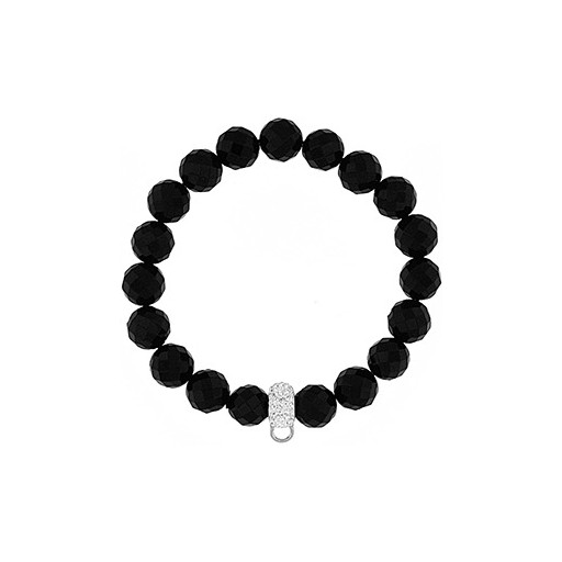 Round Faceted Onyx Stretch Bracelet With Enhancer