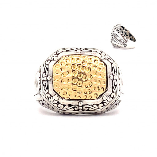 Rolex Inspired Unisex Ring in 18K Yellow Gold & Italian Sterling Silver