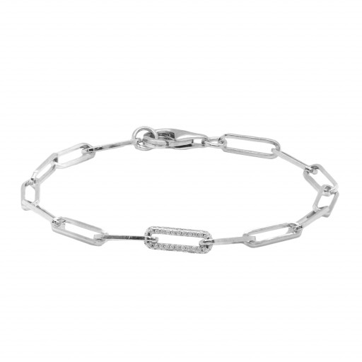 Tiffany Inspired Diamond Link Bracelet in Italian Sterling Silver