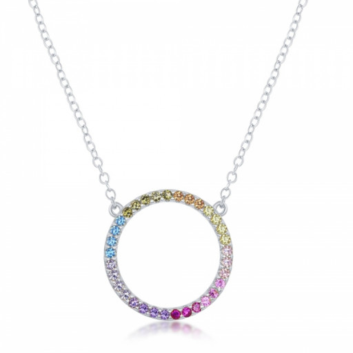 Circle of Love Rainbow Necklace in Italian Sterling Silver