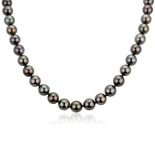 Mikimoto Style Peacock Black Freshwater Cultured Pearl Necklace