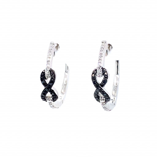 Prada Inspired Black & White Hoop Earrings in Italian Sterling Silver