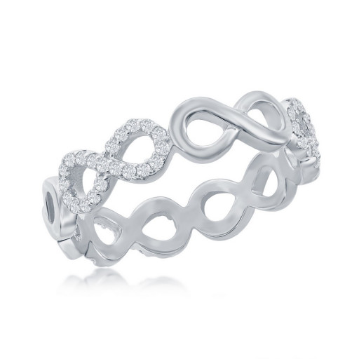 Infinity Design Eternity Band With White Topaz in Italian Sterling Silver