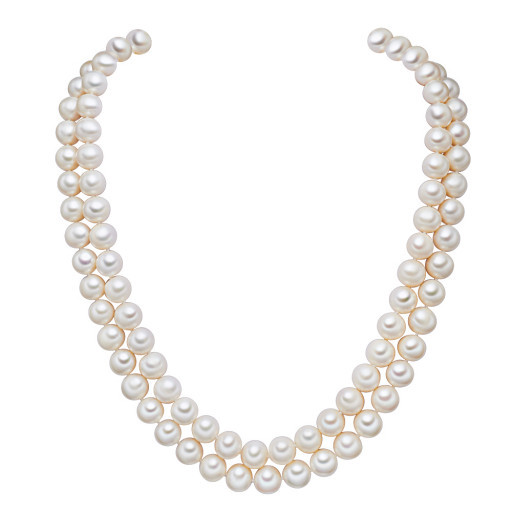 Mikimoto Style White Freshwater Cultured Pearl Double Stranded Necklace