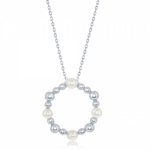 Mikimoto Inspired Freshwater Cultured Pearl Circle of Love Pendant in Italian Sterling Silver
