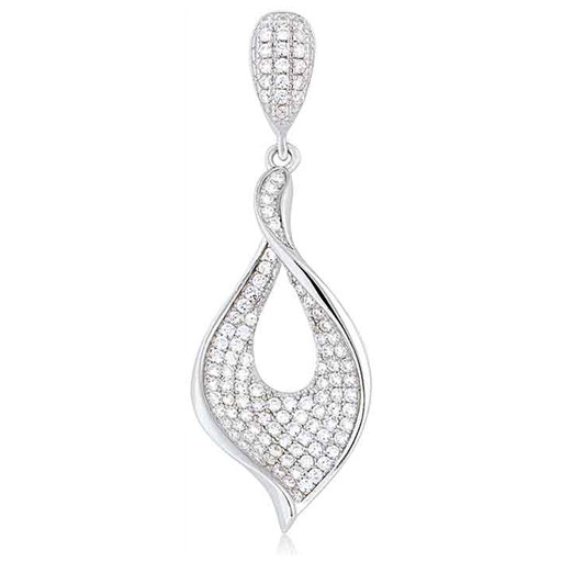 Tiffany Inspired Concave Curved Drop Pendant With Swarovski Cubic Zirconia in Italian Sterling Silver