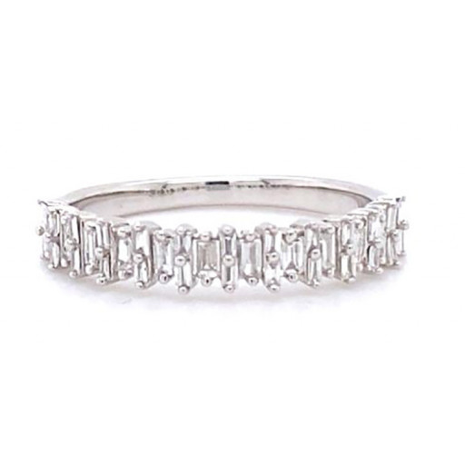 Tiffany Inspired Baguette Diamond Ring in 14K White Gold